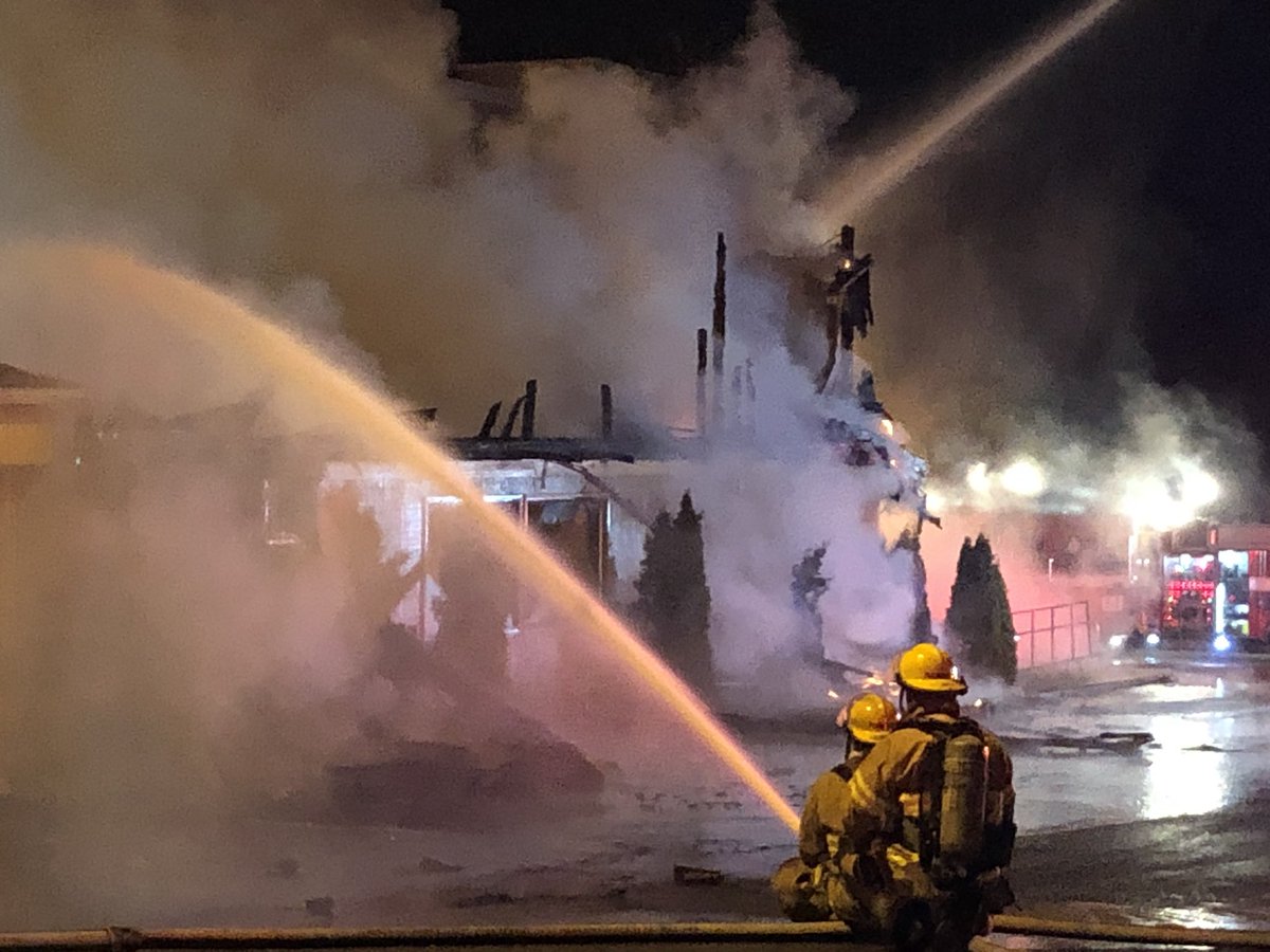 Large fire has ripped through the Great Wall Buffet in Tacoma. Fire is on scene, but the building is destroyed. Hosmer Way is closed down in both directions around 82nd.  