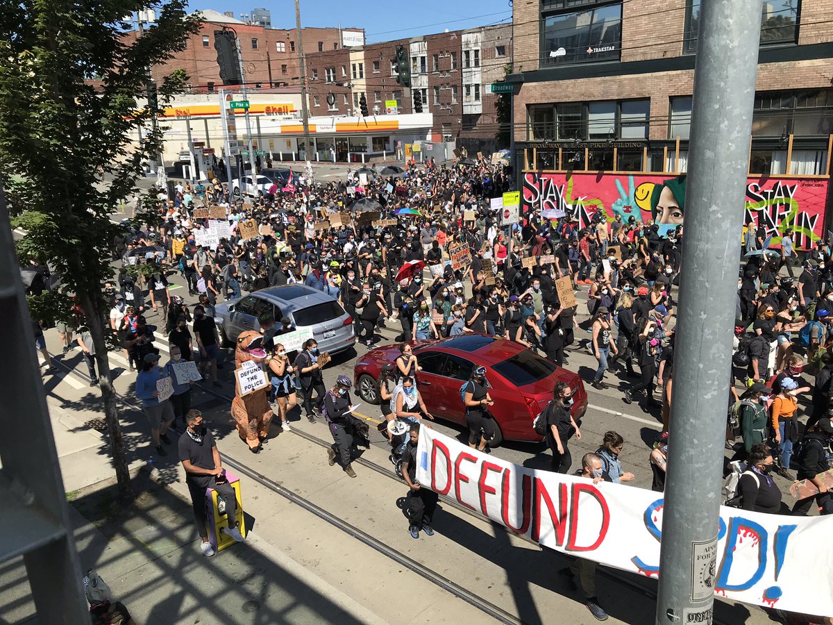 Easily the largest march in Seattle since the Capitol Hill Occupied Protest Zone got cleared out earlier this month. @komonews 