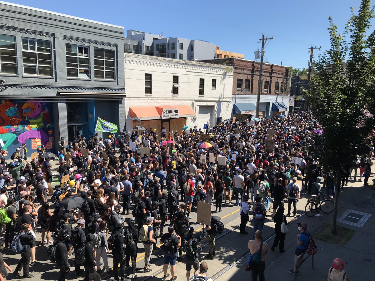 Easily the largest march in Seattle since the Capitol Hill Occupied Protest Zone got cleared out earlier this month. @komonews 