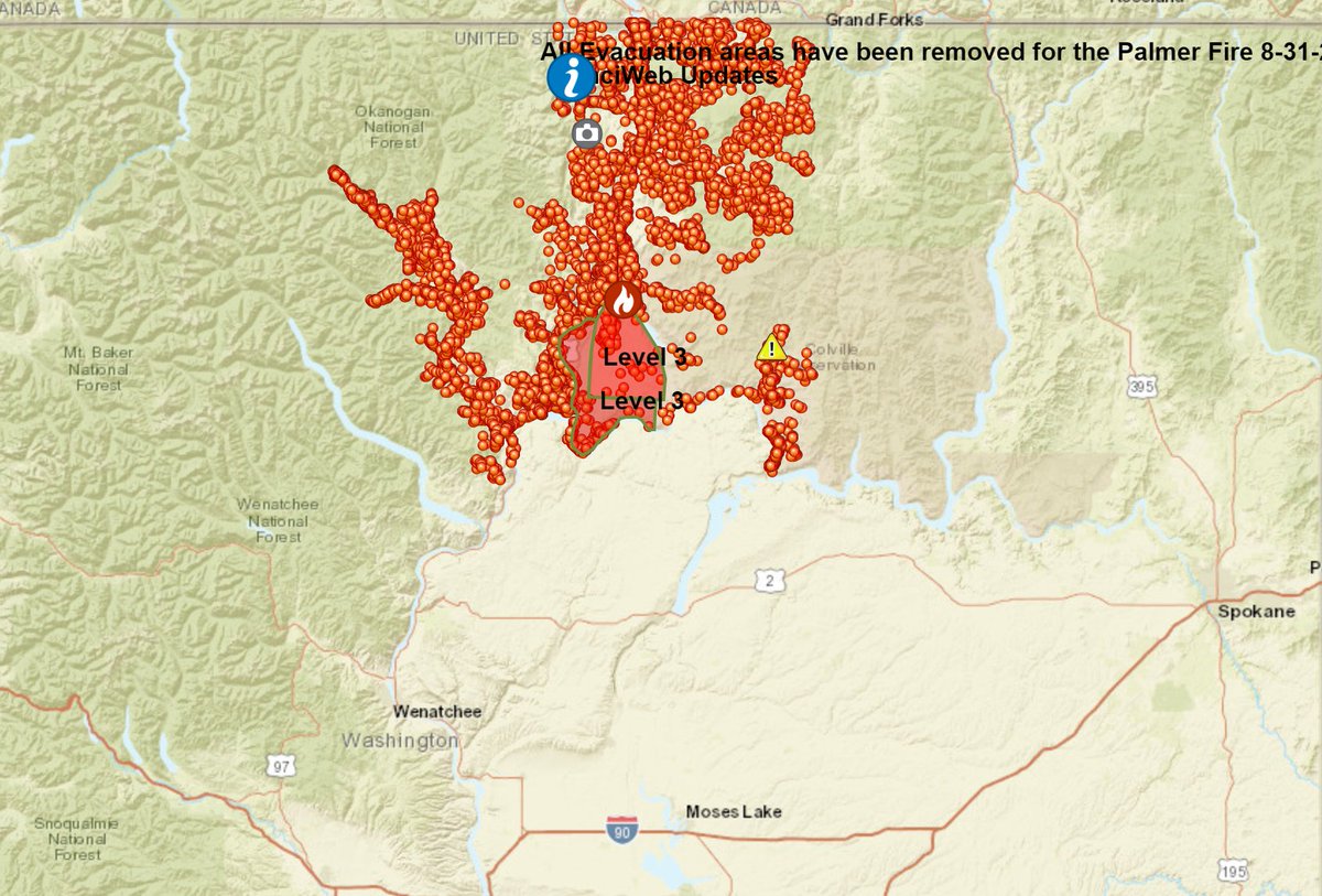 Parts of Rosalia also on fire. The fire is burning north of Rosalia and ...