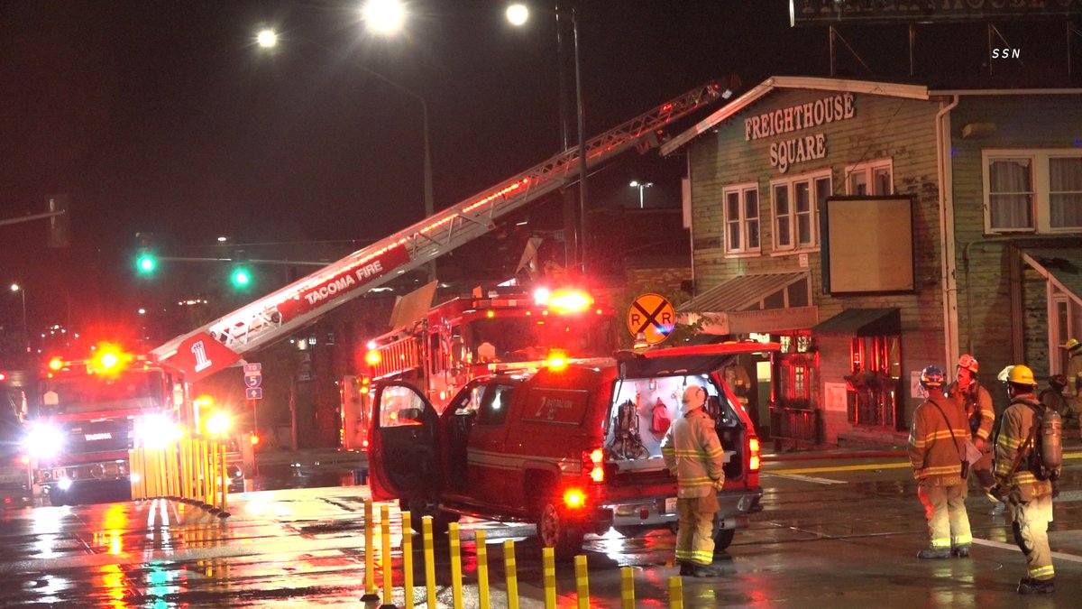 @TacomaFire investigating overnight suspicious fire that damaged Freighthouse Square, closing the @SoundTransit tracks for a short time