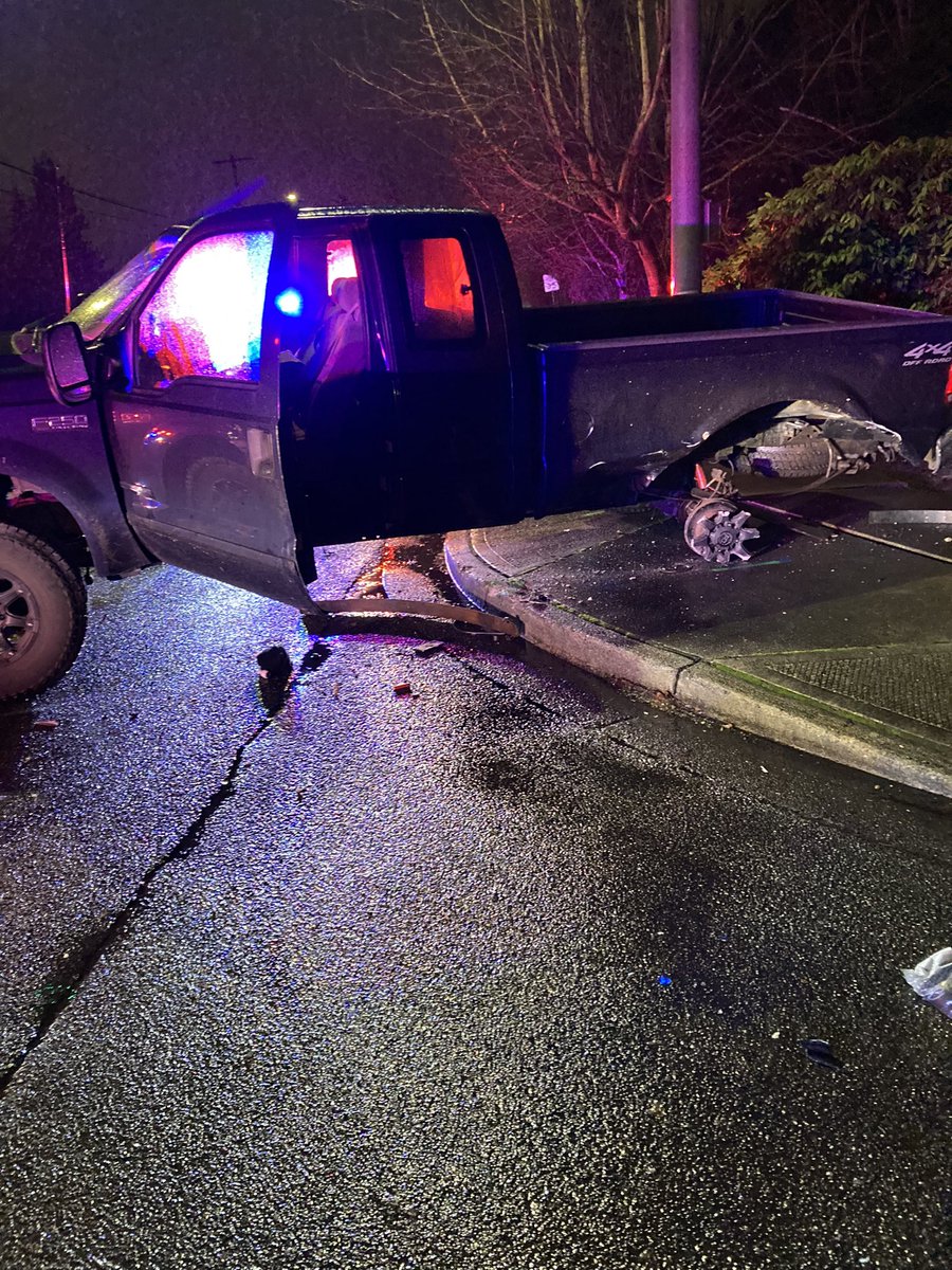 K9 track in progress 184th St SW/36th Ave West. Shoplifting suspects fled Alderwood Mall in a stolen truck, ran multiple red lights, & T-boned an uninvolved motorist who sustained injuries. Both suspects ran but officers arrested the passenger. Search still active for the driver