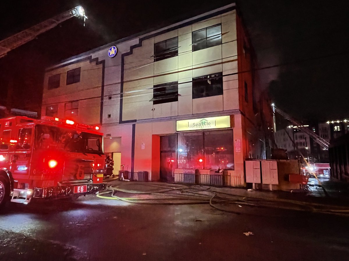 1200 block of S. Main St.: fire is now extinguished. Coordinated attack by responding crews to keep the fire contained to two floors. One approx. 33 year old male transported in serious condition to Harvorview with injuries sustained from fire