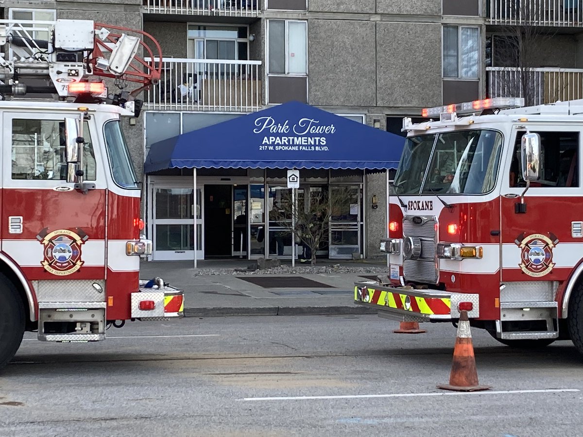 Firefighters are responding to a fire at the Park Tower Apartments near Spokane Falls Blvd. and Browne.