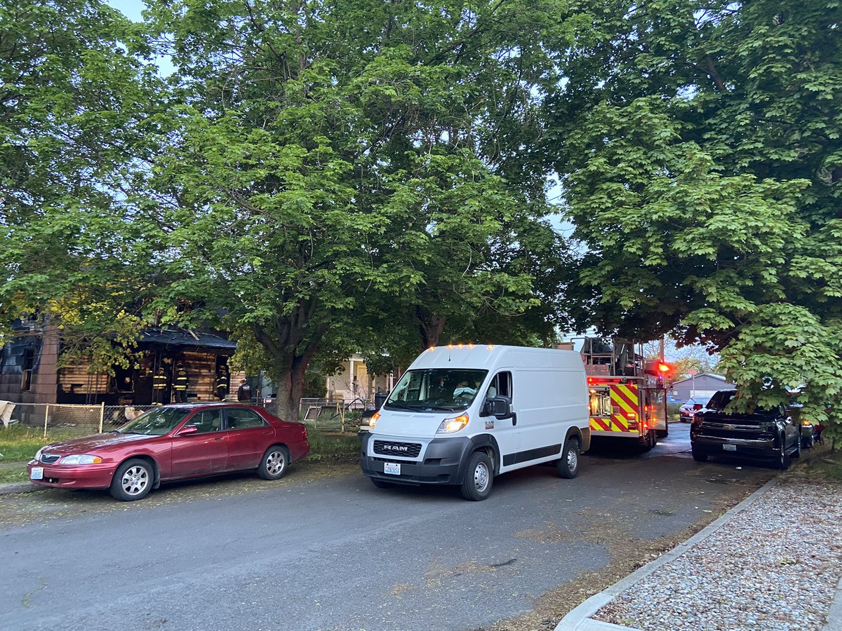 Scene of an early morning house fire where a man was found dead inside.   W Grace Ave and N Adams St  Spokane firefighters responded quickly and it didn't spread to other homes, but the house is destroyed.   Active investigation is underway. 