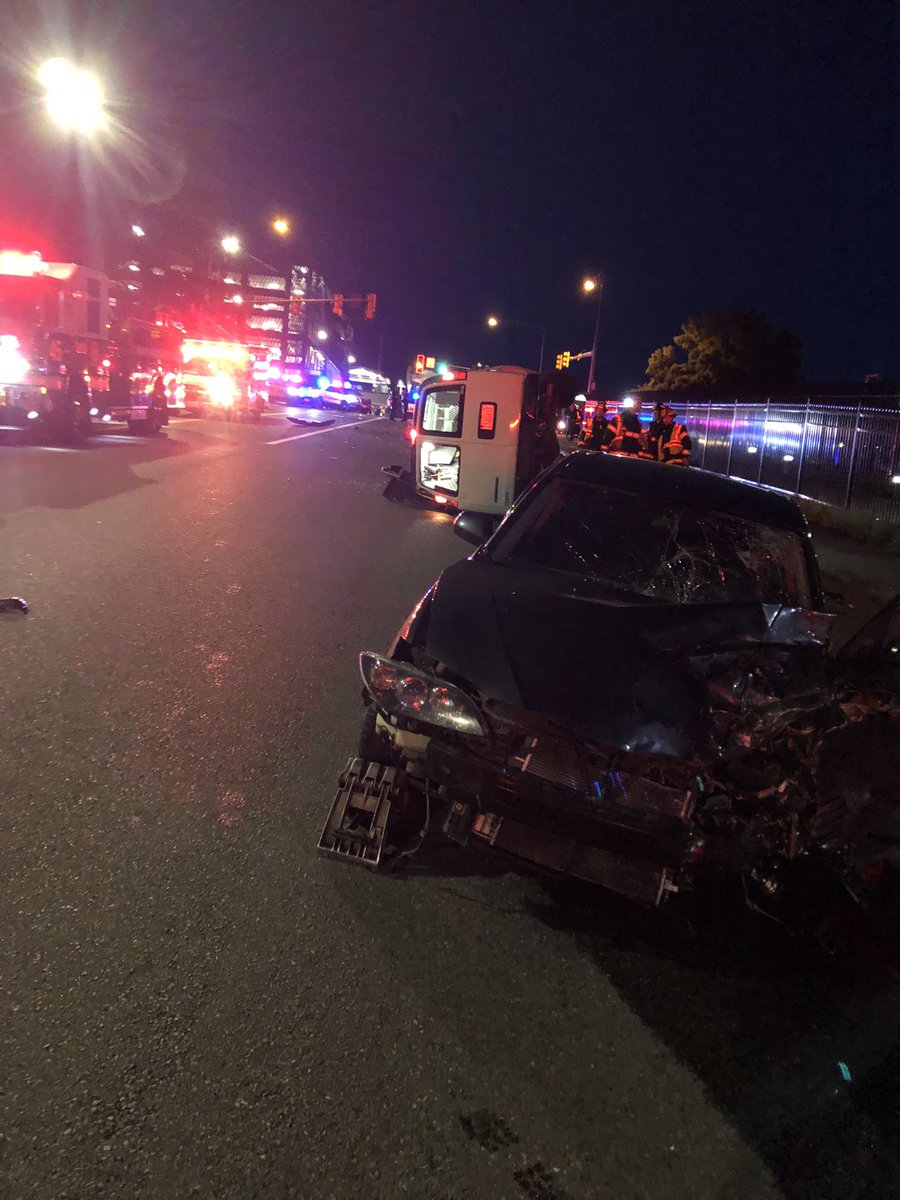 S 200th Closed at 26th in Sea Tac due to a serious accident involving 3 vehicles. 1 vehicle fire was extinguished and at least 2 people taken to the hospital