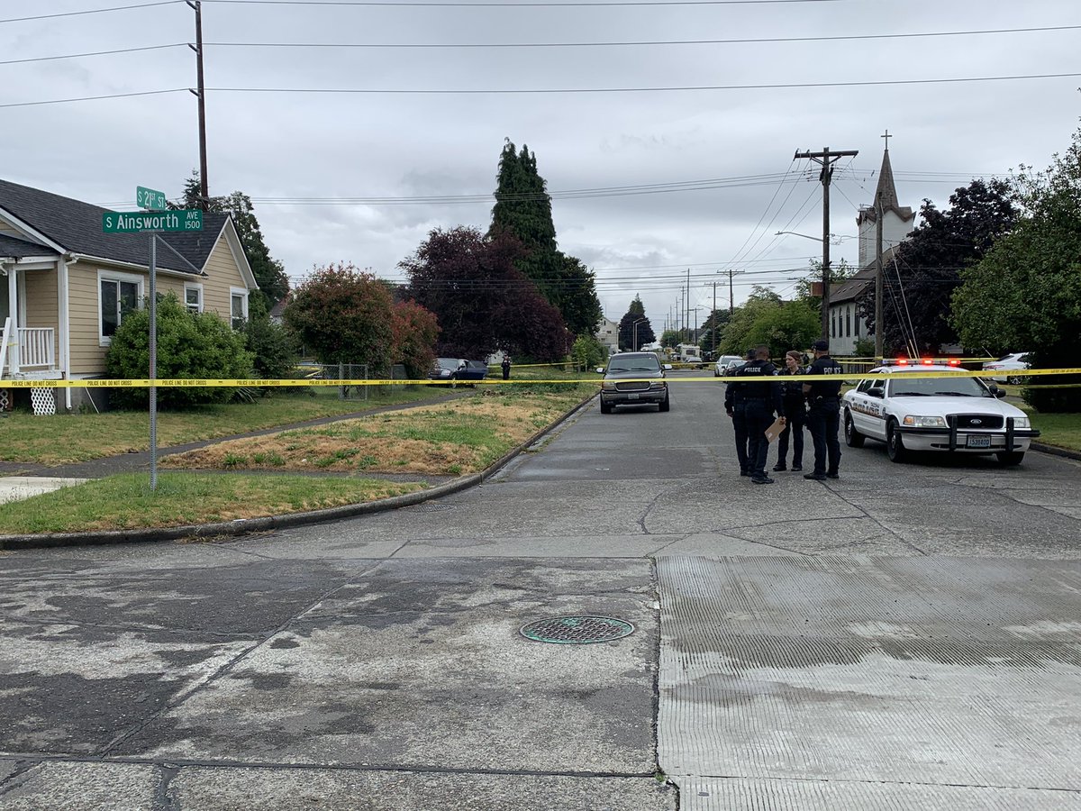 Tacoma: TPD is at the scene of a shooting on 21st between Ainsworth and Cushman. There's a vehicle (3rd pic, slightly obscured by bushes on the left) with a bullet hole in the drivers side window.  