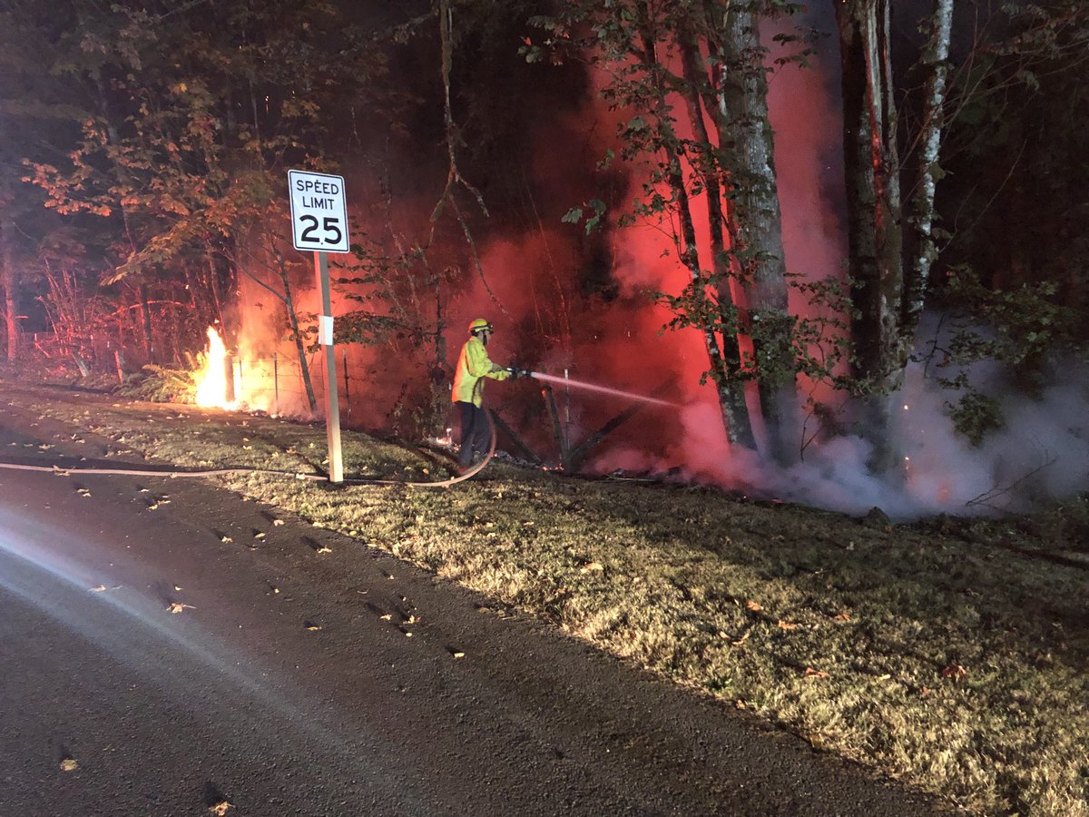 E381 making quick work of a brush fire in 19000 block of SE 174th.  The fire danger is extremely high, be smart and be careful