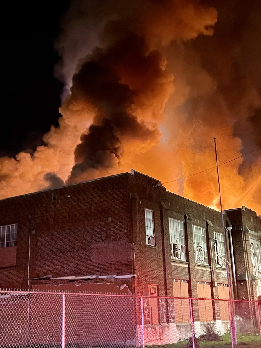 Firefighters remain on scene of a large commercial structure fire at 1115 E. Division Lane, the former Gault Middle School. Crews arrived to find heavy flames and smoke showing from the vacant structure at 4:13 am