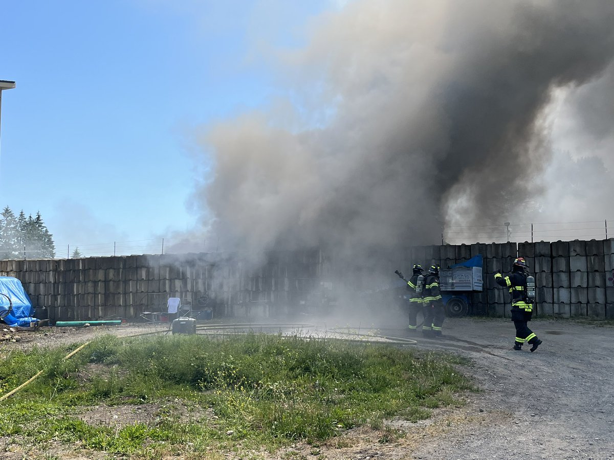 Crews battling large debris pile at recycling plant at the 5300 block of Canyon Rd. Avoid the area as smoke and apparatus partially blocking Canyon. No injuries and cause unknown