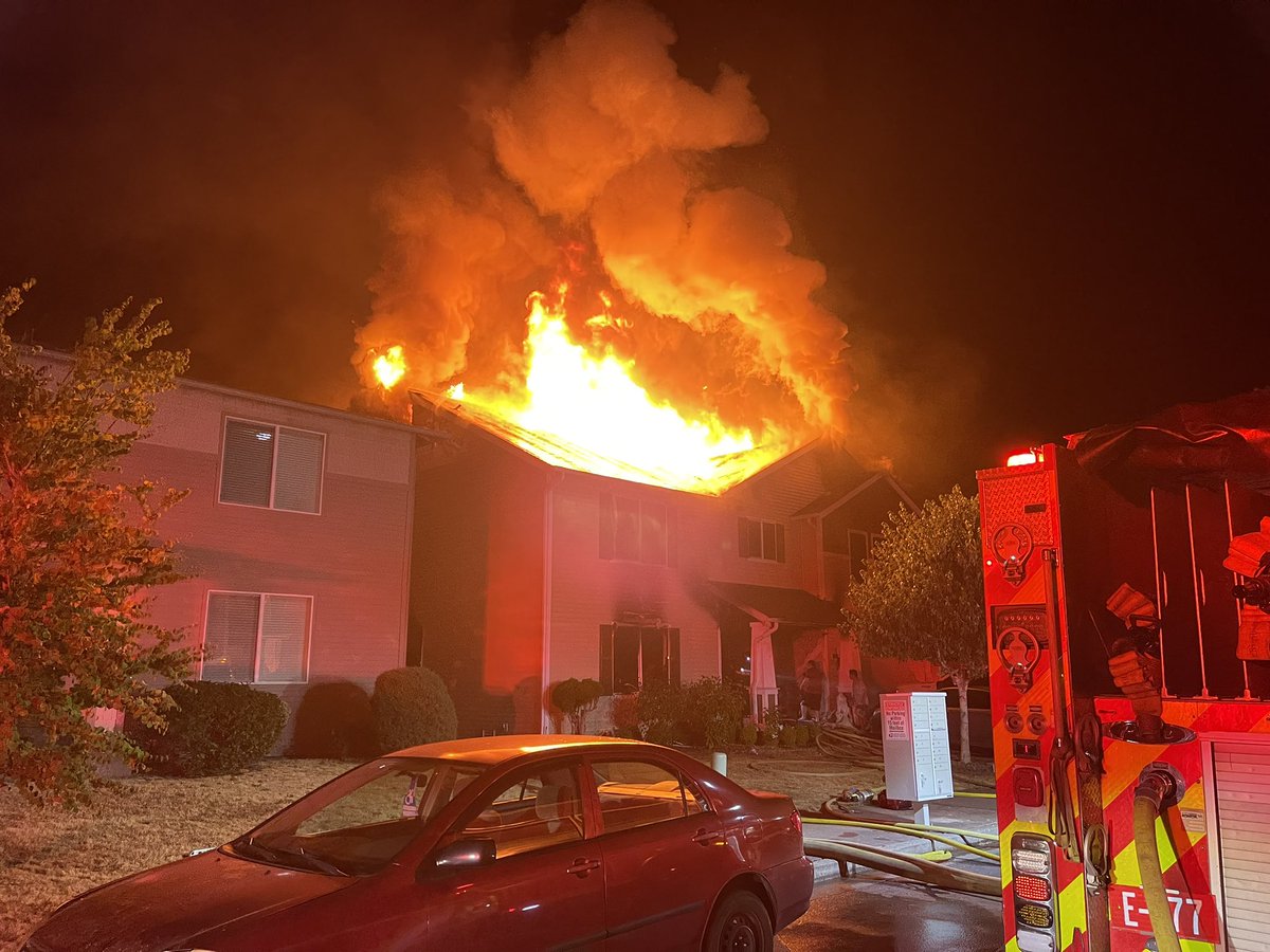 The family was alerted to the fire when their smoke detectors sounded