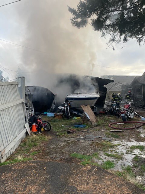 5900 blk N Park Way,  - TFD responded to a detached garage fire. When crews arrived on scene, the garage was engulfed in flames. The garage ultimately collapsed, but no one was inside. One person was transported with unknown injuries. TFD remains on scene, monitoring