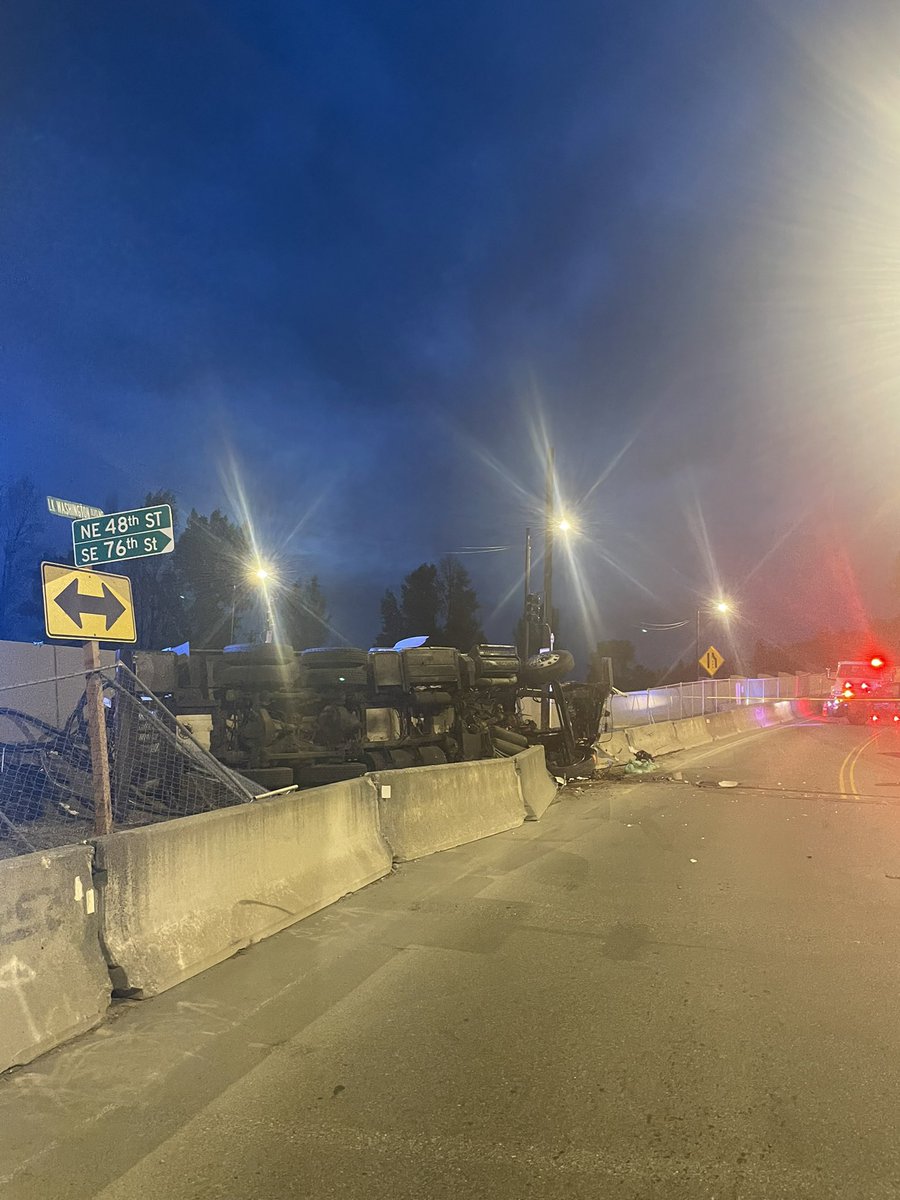 Renton RFA responded to reports of a large truck that lost control and went in to the wall located near Lake Washington Blvd NE and NE 48th St in Renton