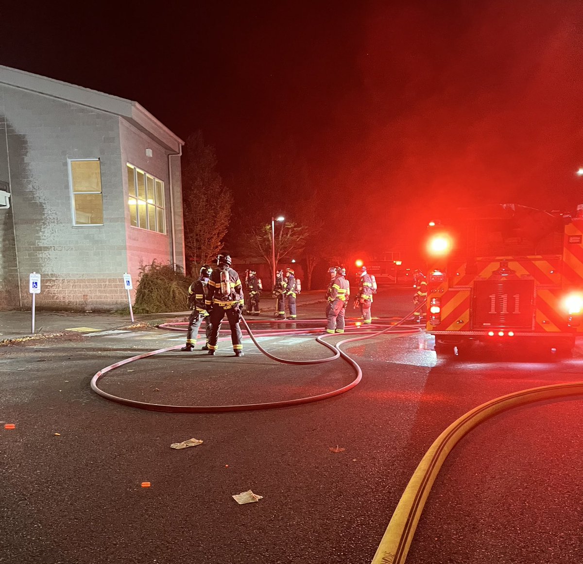 Large response was dispatched to a commercial structure fire at Bonney Lake High School. East Pierce firefighters arrived to find an exterior wall to the gymnasium on fire.