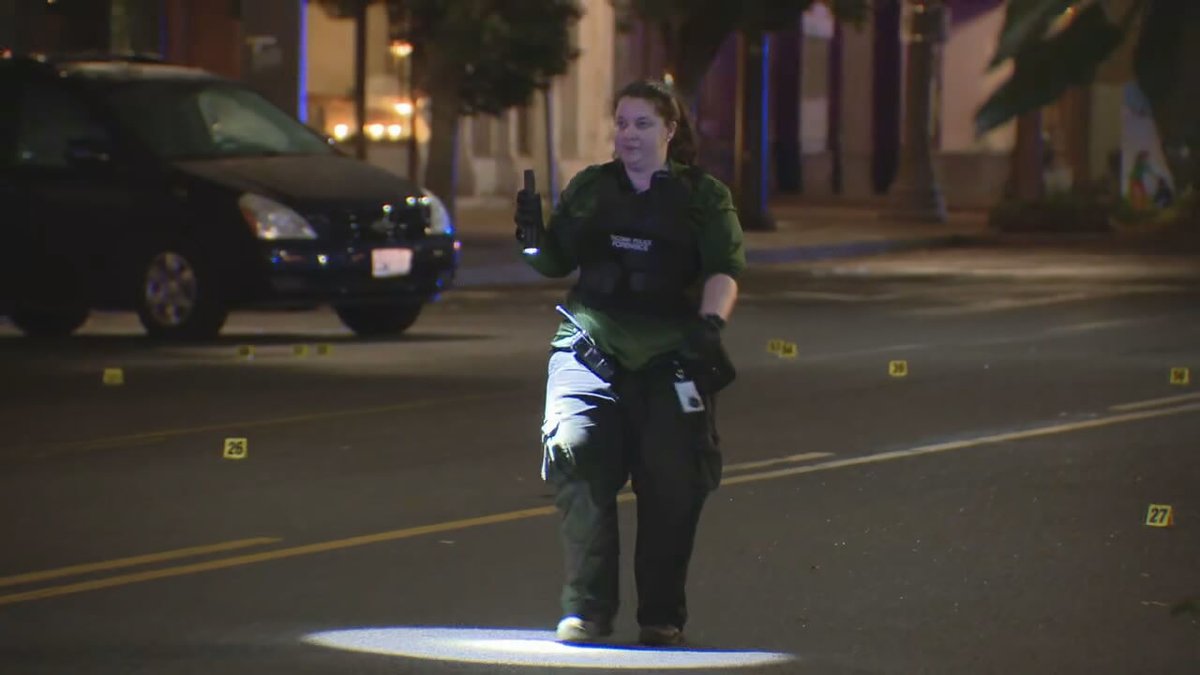 Two people were shot in Tacoma this morning. Shell casings were all over Pacific Ave downtown. A third person was struck by a vehicle. @TacomaPD says they have a suspect in custody