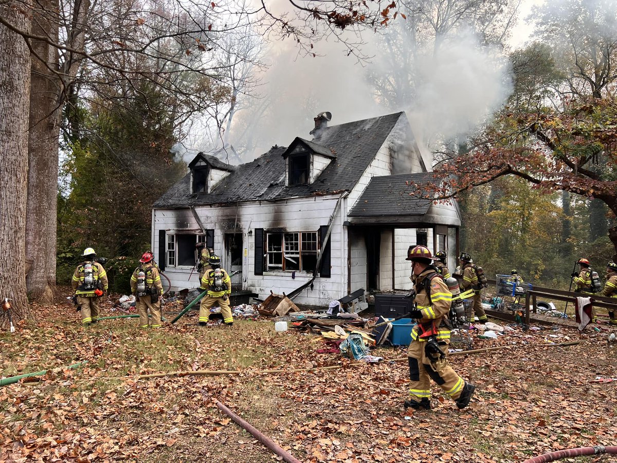 The scene of a fire at a vacant house on Cedar Fork Drive in Greensboro on Thursday morning. The cause is still under investigation, according to officials. Professional Fire Fighters of Greensboro