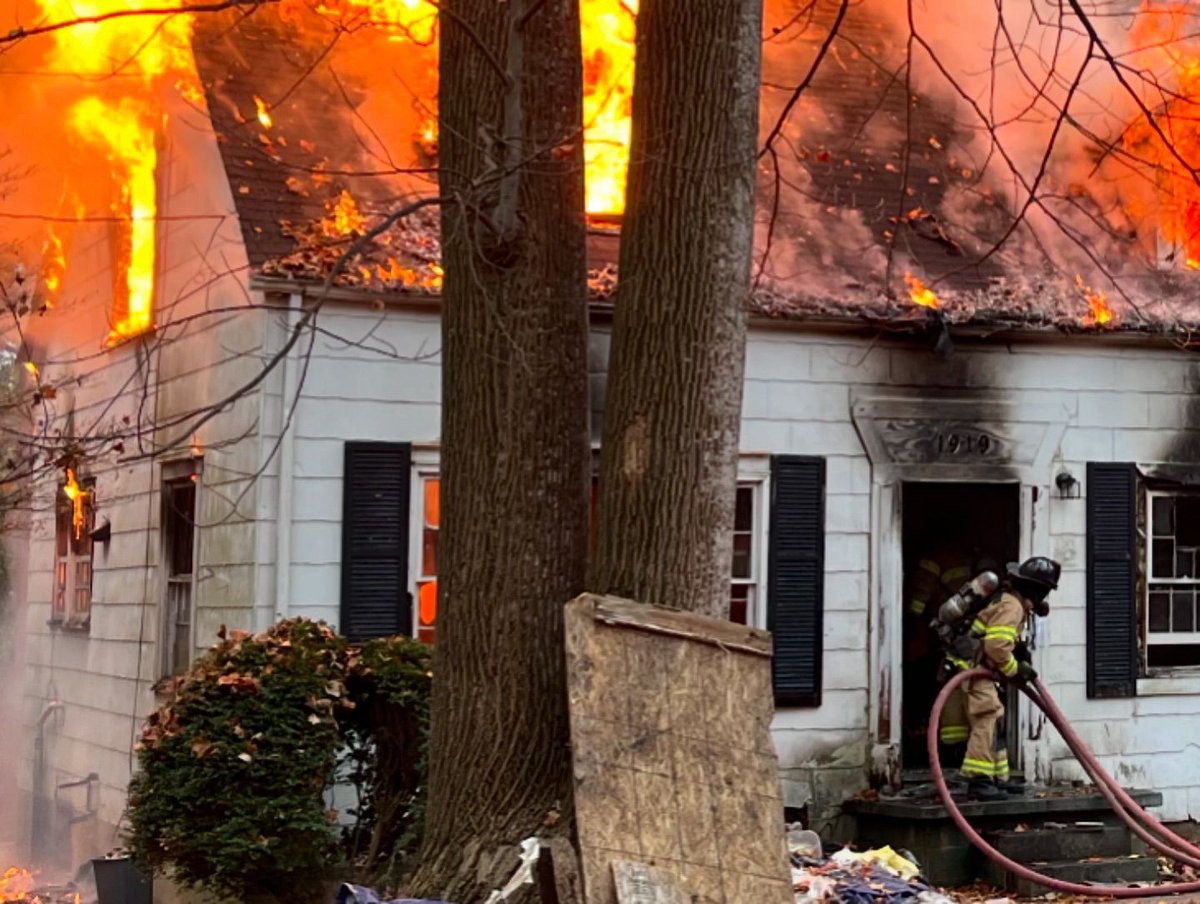 The scene of a fire at a vacant house on Cedar Fork Drive in Greensboro on Thursday morning. The cause is still under investigation, according to officials. Professional Fire Fighters of Greensboro