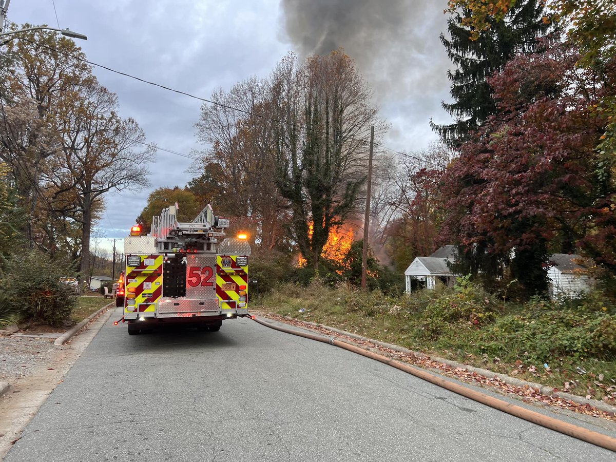 The scene of a fire at a vacant house on Cedar Fork Drive in Greensboro on Thursday morning. The cause is still under investigation, according to officials. Professional Fire Fighters of Greensboro