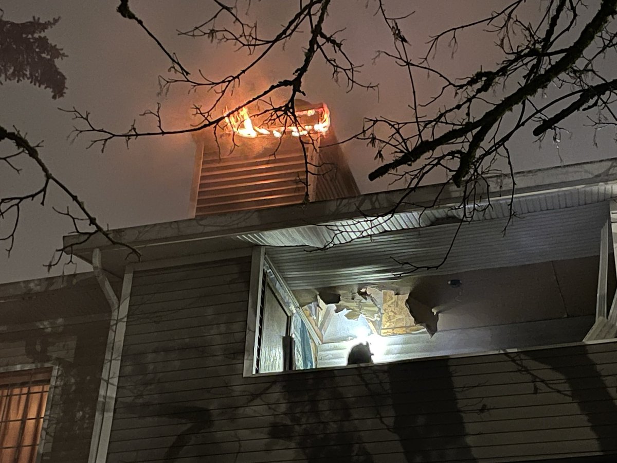 Puget Sound Fire is on location of an apartment fire in the 24600 block of Russell Road South. Firefighters found fire in the chimney chase on the second and third floors