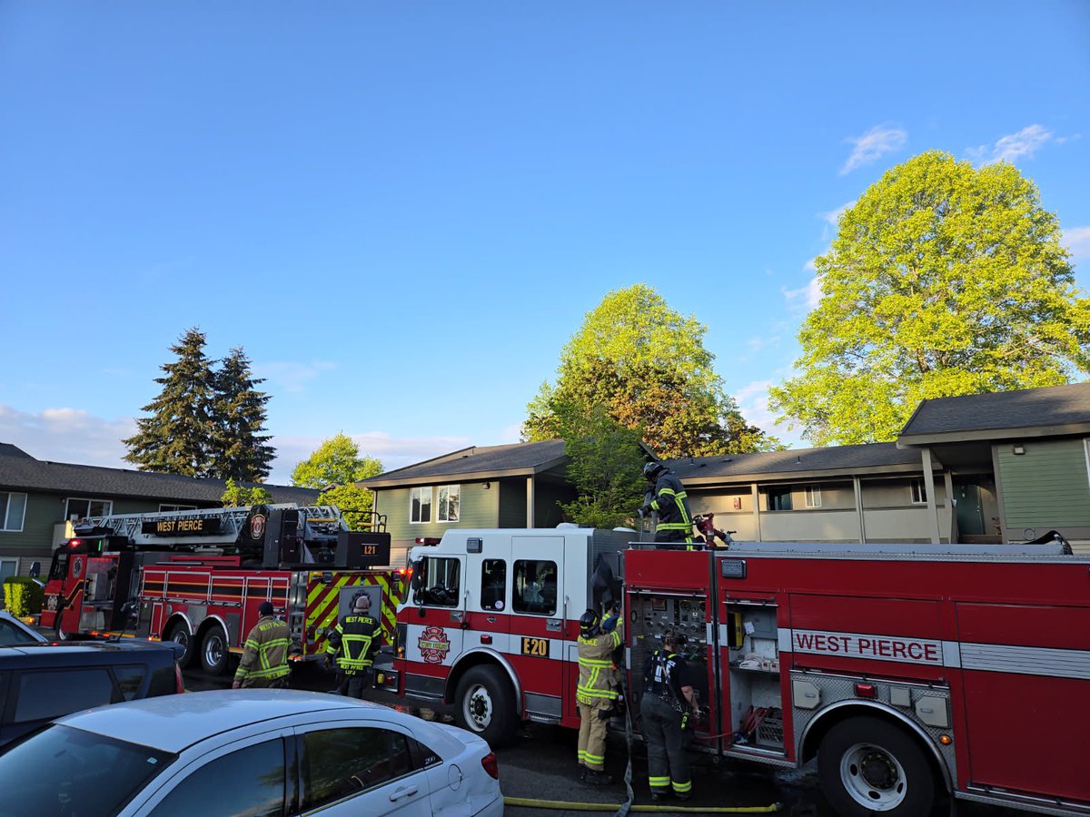 Crews responded to an apartment fire at the 7500 block of Lakewood Dr W. The fire was contained to one unit. There were no injuries, and the Red Cross is providing assistance. The cause is under investigation