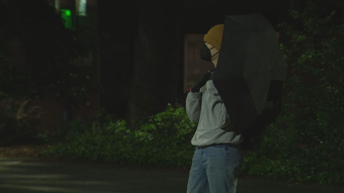 The group is now blocking Stevens Way. Members of the group are intermittently blocking press cameras with umbrellas. No indications the people occupying the building have left 