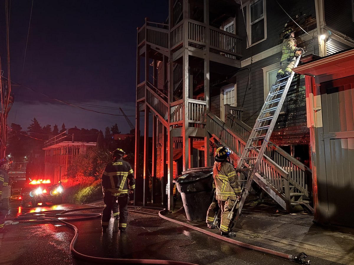 200 blk N Yakima Ave,  TFD responded to an apartment building with flames visible. Crews arrived & found fire climbing from the 1st floor up the side of the building. Crews extinguished the fire quickly. Fire contained to one unit &amp; some exterior.