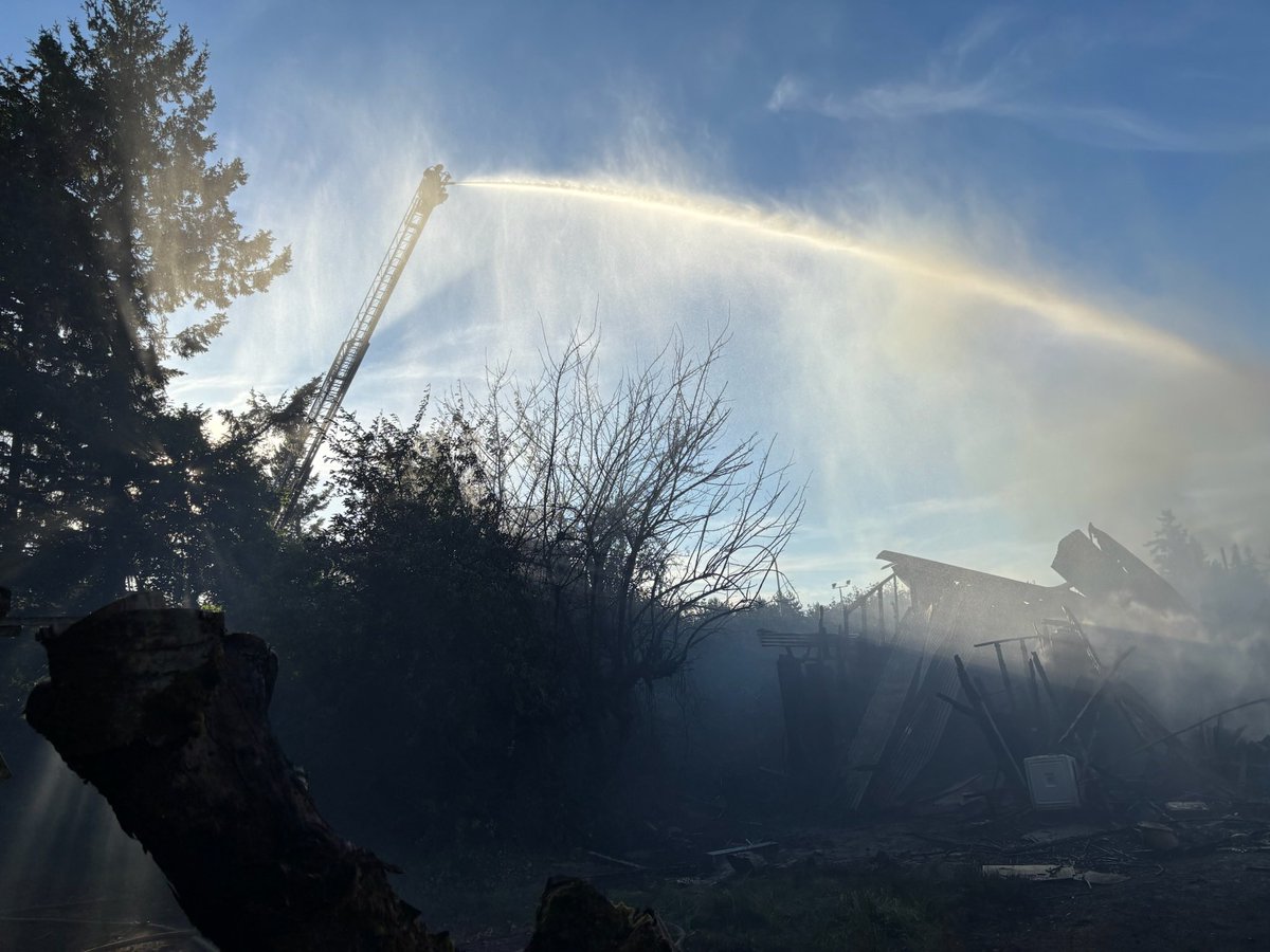 Firefighters responded to a structure fire in the 14100 block of Meridian Ave E in the South Hill area yesterday evening. A large column of smoke was visible as crews responded, leading to additional resources being dispatched. Upon arrival, firefighters found a detached