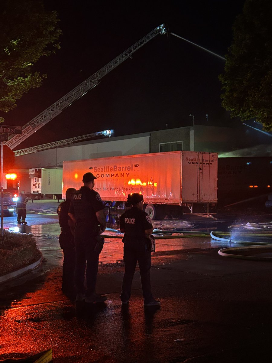 3-alarm fire in south Seattle.  4500 block of 7th Ave. S: firefighters continue to put water on the fire. No injuries reported