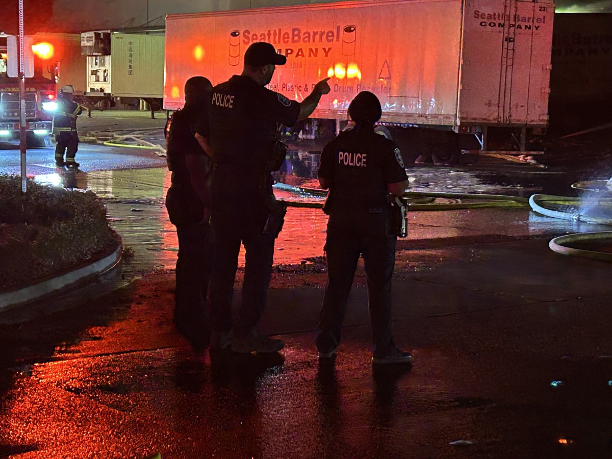 3-alarm fire in south Seattle.  4500 block of 7th Ave. S: firefighters continue to put water on the fire. No injuries reported